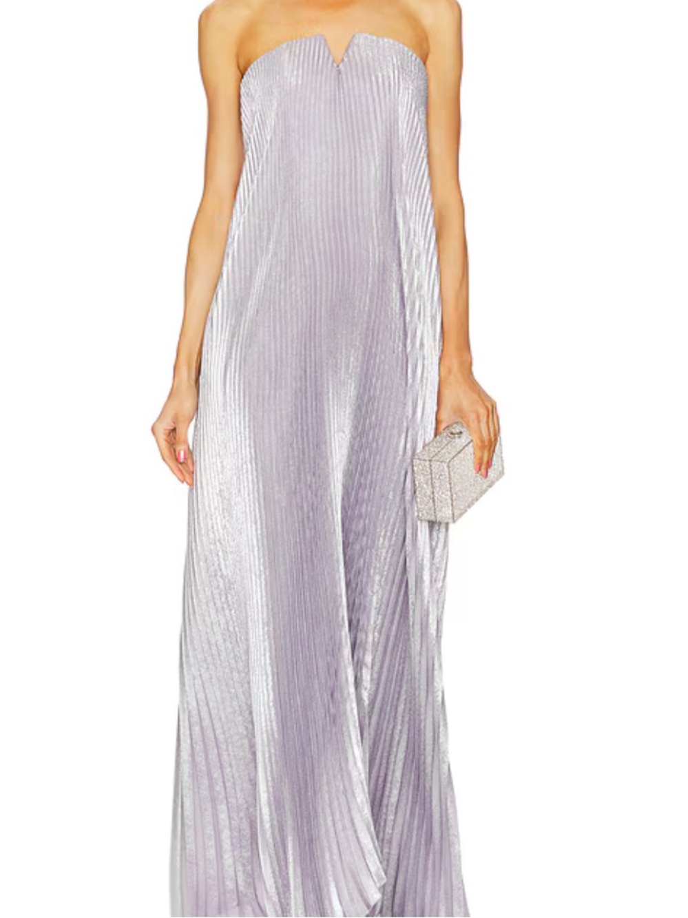 L’idee Black Tie Gown in Cosmic Shimmer Full length pleated maxi purple 6/Medium